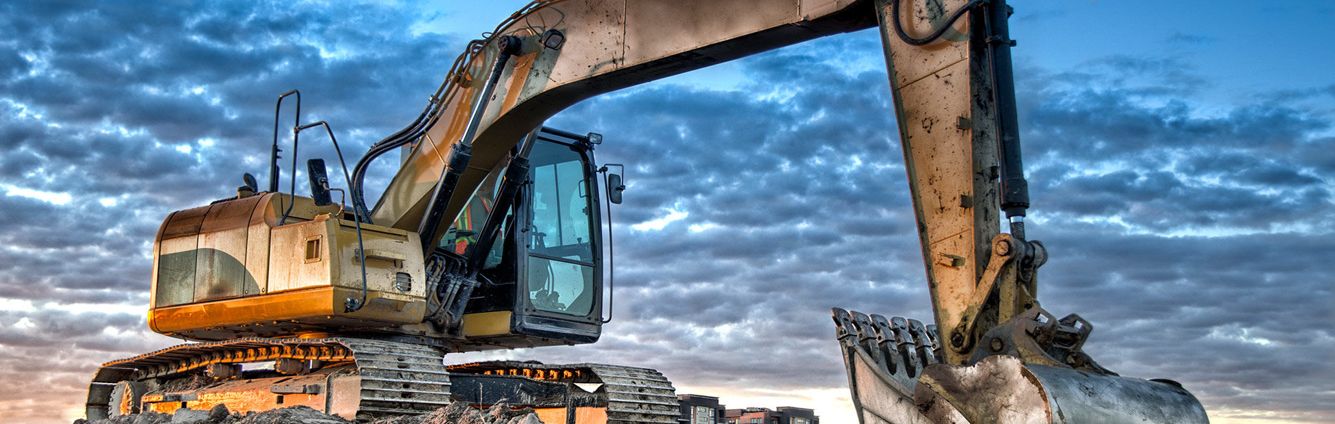 A Caterpillar excavator.